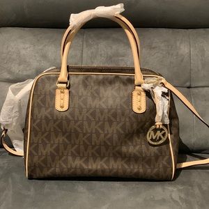 NWT Michael Kors signature satchel bag brown